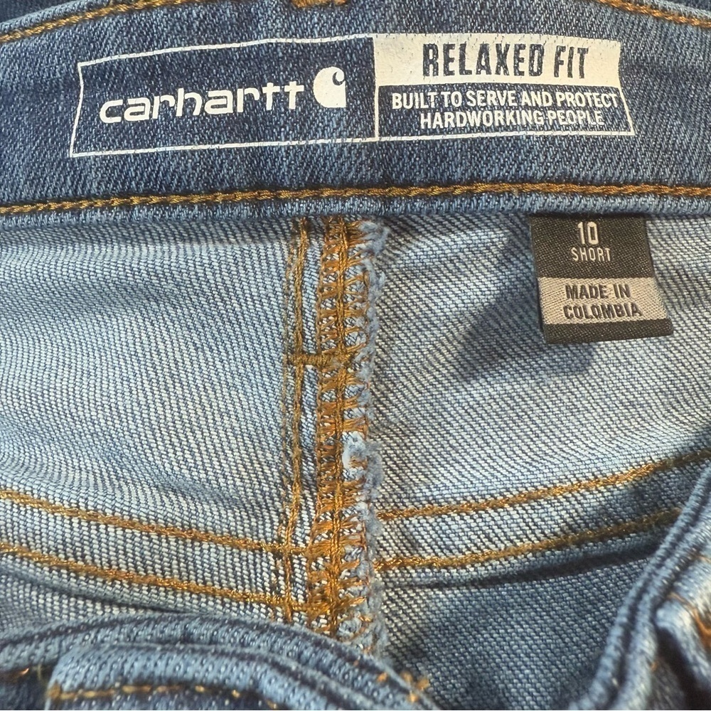 Carhartt Straight Leg Jeans Blue Denim Women’s 10 Short Stretch Relaxed Fit - Picture 4 of 8